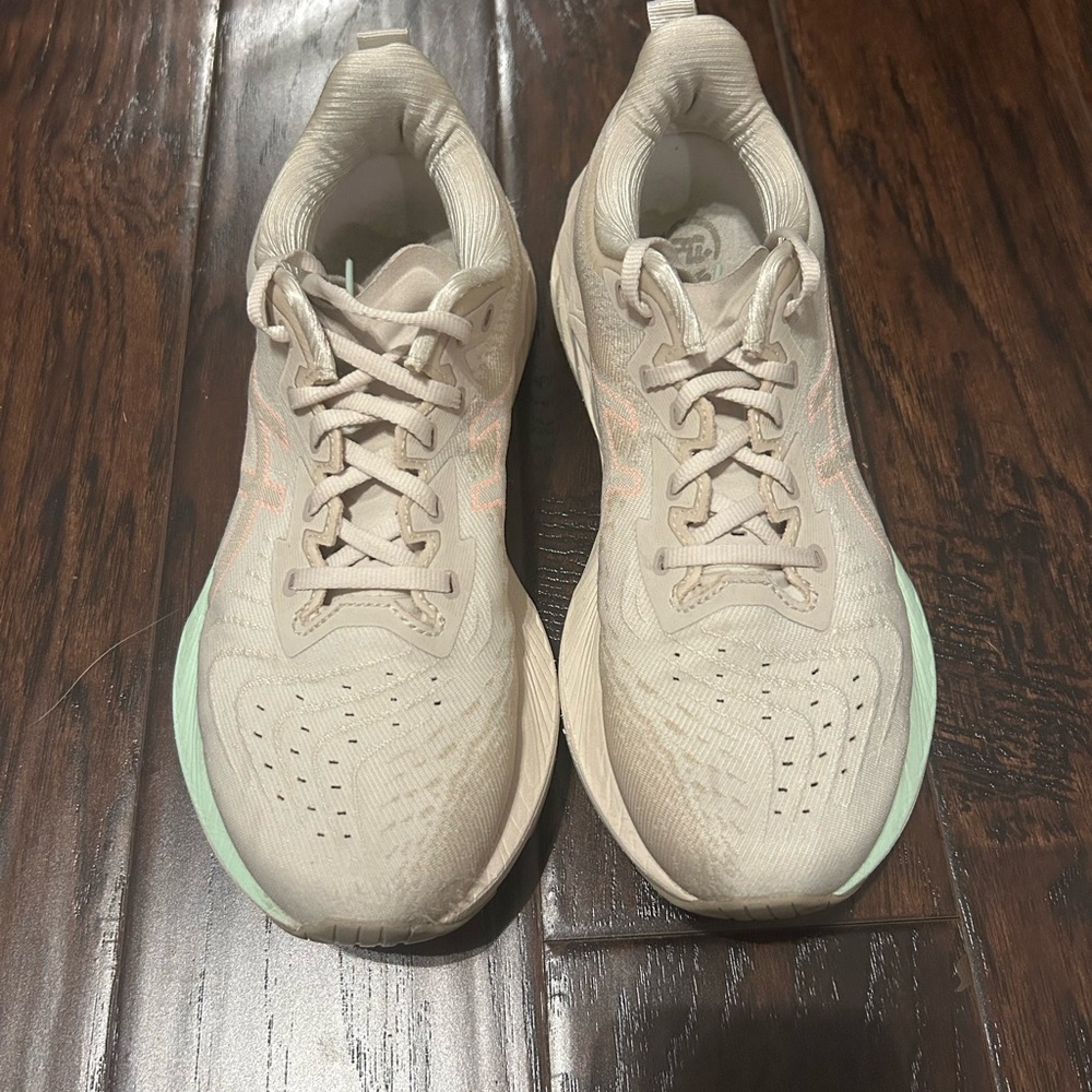 Asics Cream and Green Athletic Shoes with Modern Comfort